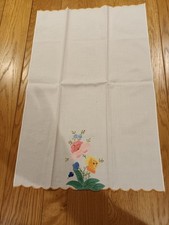 Vintage embroidered antimacassar. 11" x 14". White background