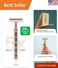 Sustainable Shaving Set: 5 Plastic-Free Disposable Razors with Ergonomic Design