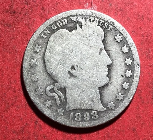 1898O US Barber SILVER Quarter "New Orleans" Mint! Good! Lower Mintage! Coin!