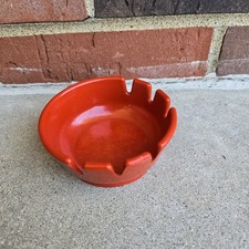 Vintage Orange Deep Dish Hard Plastic Ashtray Made In The USA
