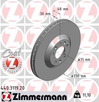 2X Bremsscheibe Coat Z Zimmermann 440.3119.20 FüR 407 Peugeot SW C5 607 C6 9D 9U