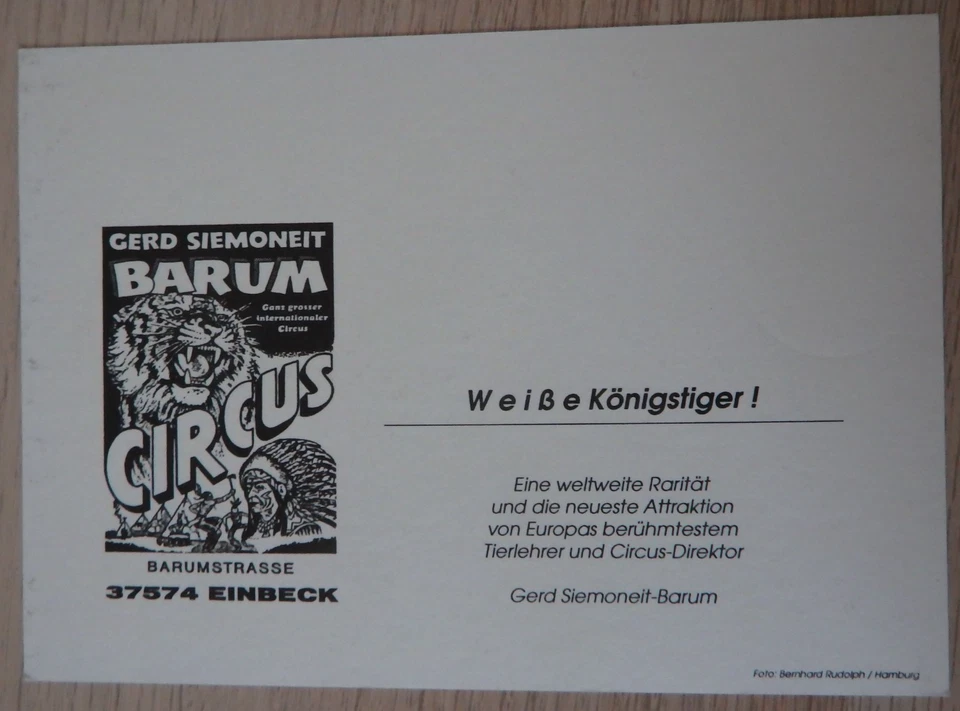 Autogramm deutscher Zirkusdirektor und Dompteur Gerd Simoneit-Barum (124914) - Bild 3 von 3