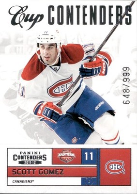 Scott Gomez - 2011-12 Panini Contenders Hockey - Numbered /999 - Cup Contenders 