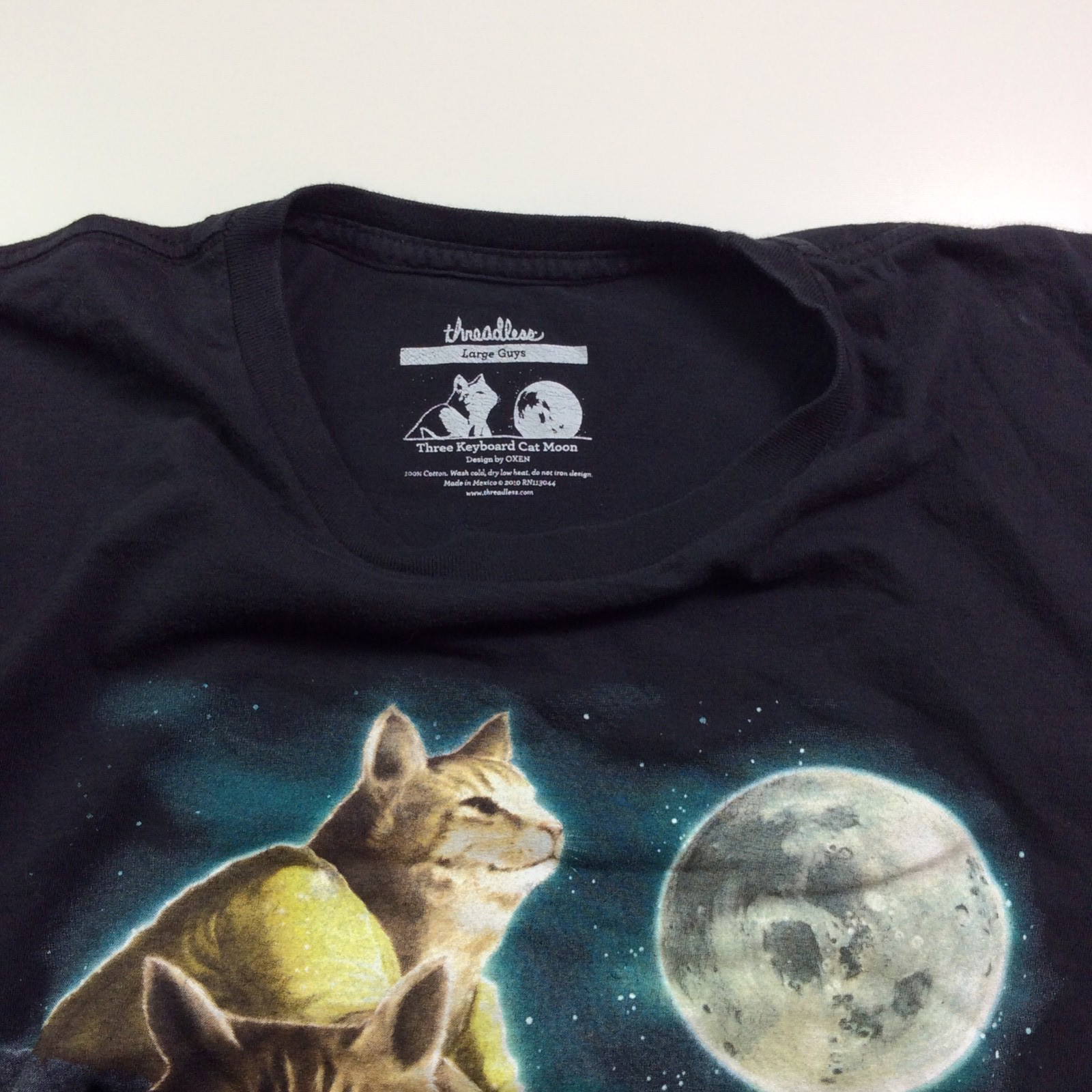 2000's Threadless Three Keyboard Cat Moon Black  … - image 3