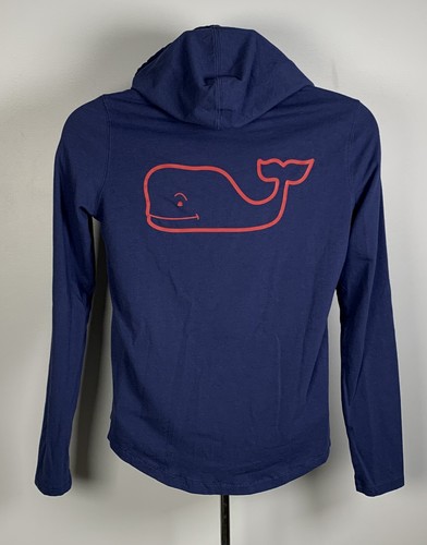 Sudadera con capucha Vinyard Vines logotipo de ballena para mujer pequeña azul algodón poliéster ligera - Imagen 3 de 5