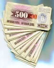 Bosnia 500(000) Dinara 1993 VF Overstamp Sarajevo x 100 Banknote Bundle Scarce
