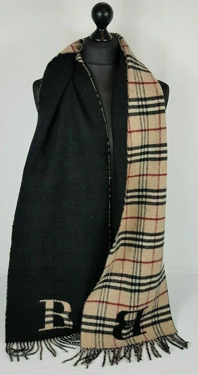 Check Cashmere Reversible Scarf in Black