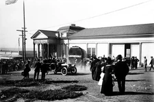 1911 U.S. PRESIDENT TAFT MOTORCADE & CROWD at SAN FRANCISCO SUTRO BATHS~NEGATIVE
