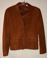 Vintage 1980's Jordache Ladies Suede Jacket Leather Burnt Orange/Sienna Brown