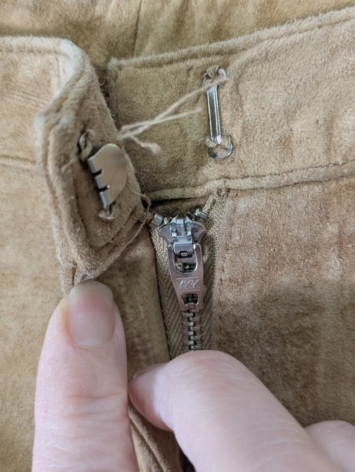 INC International Concepts Pants Womens 10 Tan Genuine Leather Suede Straight - Image 4 of 4