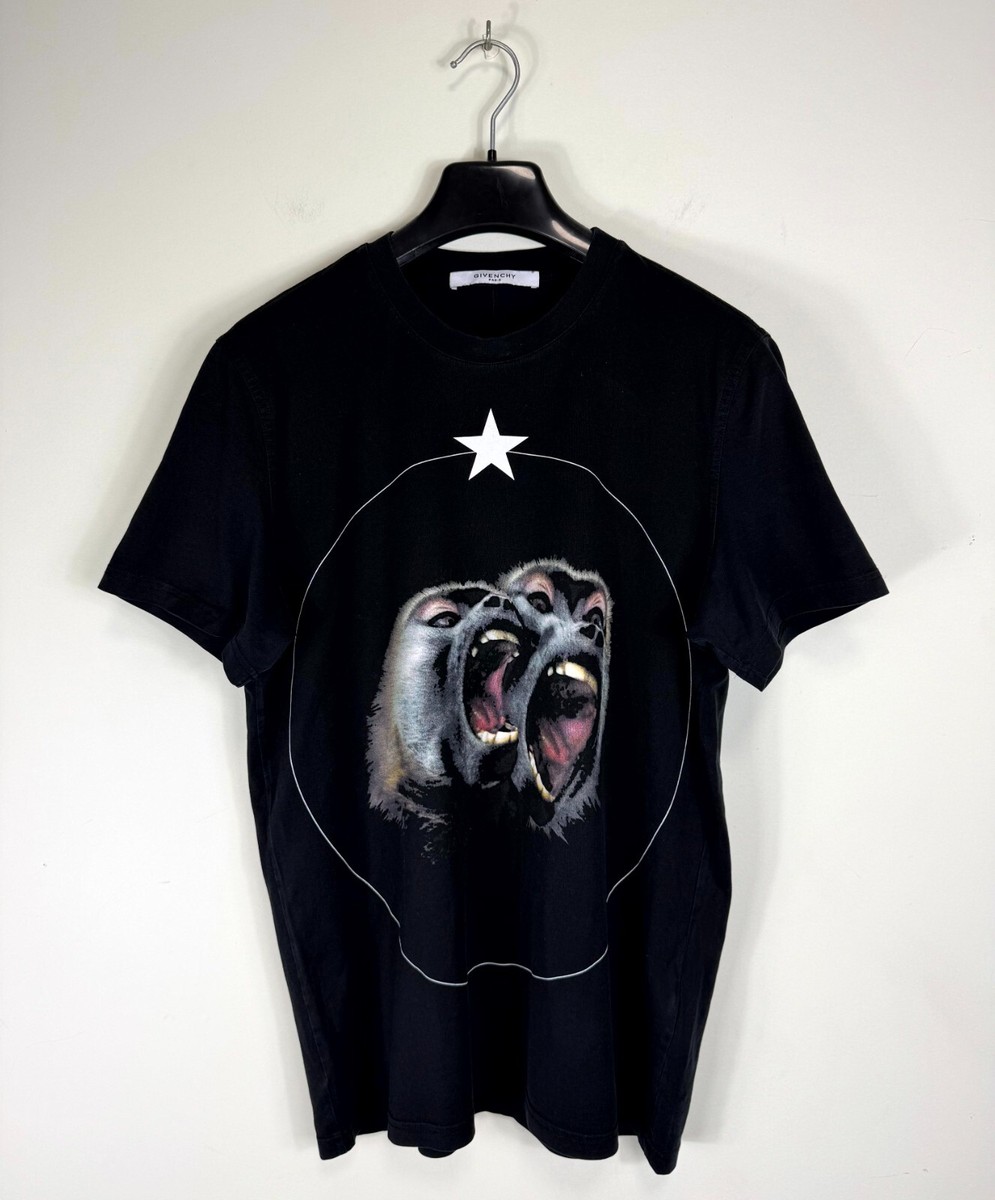 Givenchy Cuban Fit T Shirt Givenchy Monkey Brothers Graphic Print Cuban Fit  Men Black T-Shirt