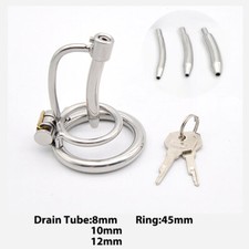 Mens Stainless Steel Chastity Cage Men's Drain Tube Locking Belt device