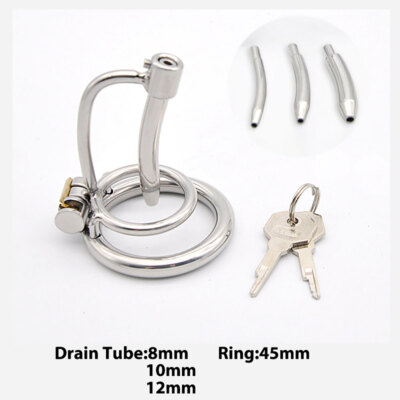 #ad Mens Stainless Steel Chastity Cage Men#x27;s Drain Tube Locking Belt device $17.28