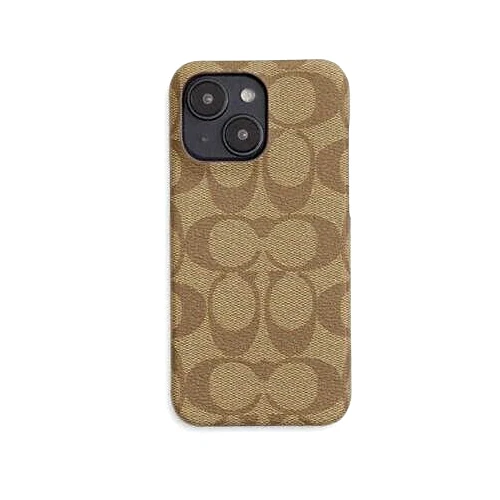 NWT COACH iPhone 15 Protective Case Signature Canvas Khaki CT676 