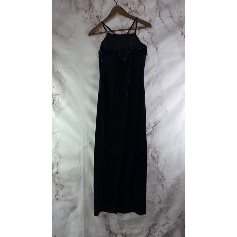 Vestido Vintage Mujer Pequeño 6 Años 90 Y2K Terciopelo Floral Cuello Cuadrado Largo Midi Maxi Foto 2 de 4