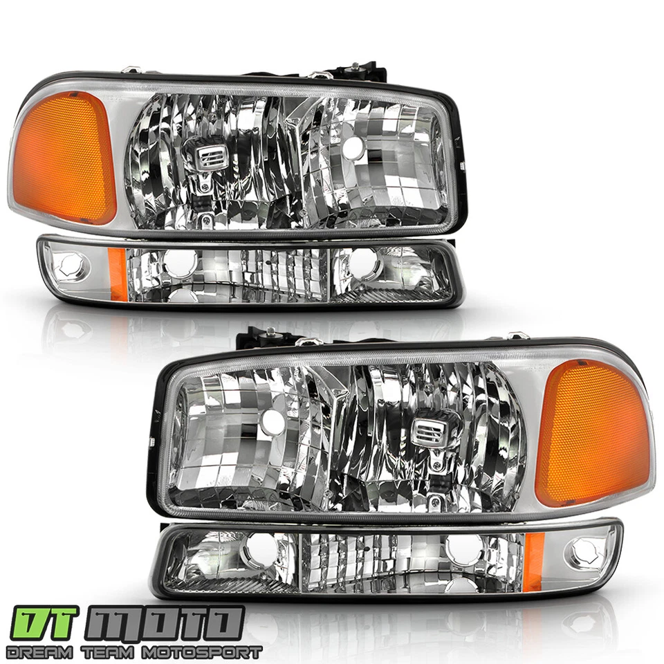 Faros GMC Sierra 1500 Yukon 1999-2006 con lámpara de luz de señal de parachoques izquierda+derecha Foto 2 de 4