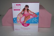 Justice Pool Chair Float with Backrest Pink Spiral Dye 43" x 31.5" Inflated NEW