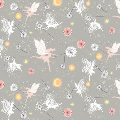 Bolzenende Nutex Feengarten Tinker Bell Blumen Stern Design 100% Baumwollstoff