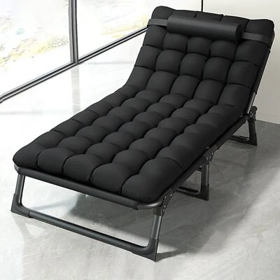 SENSCH Reclining Sun Lounger Garden Folding Chair Bed Recliner Beach Camping with mat