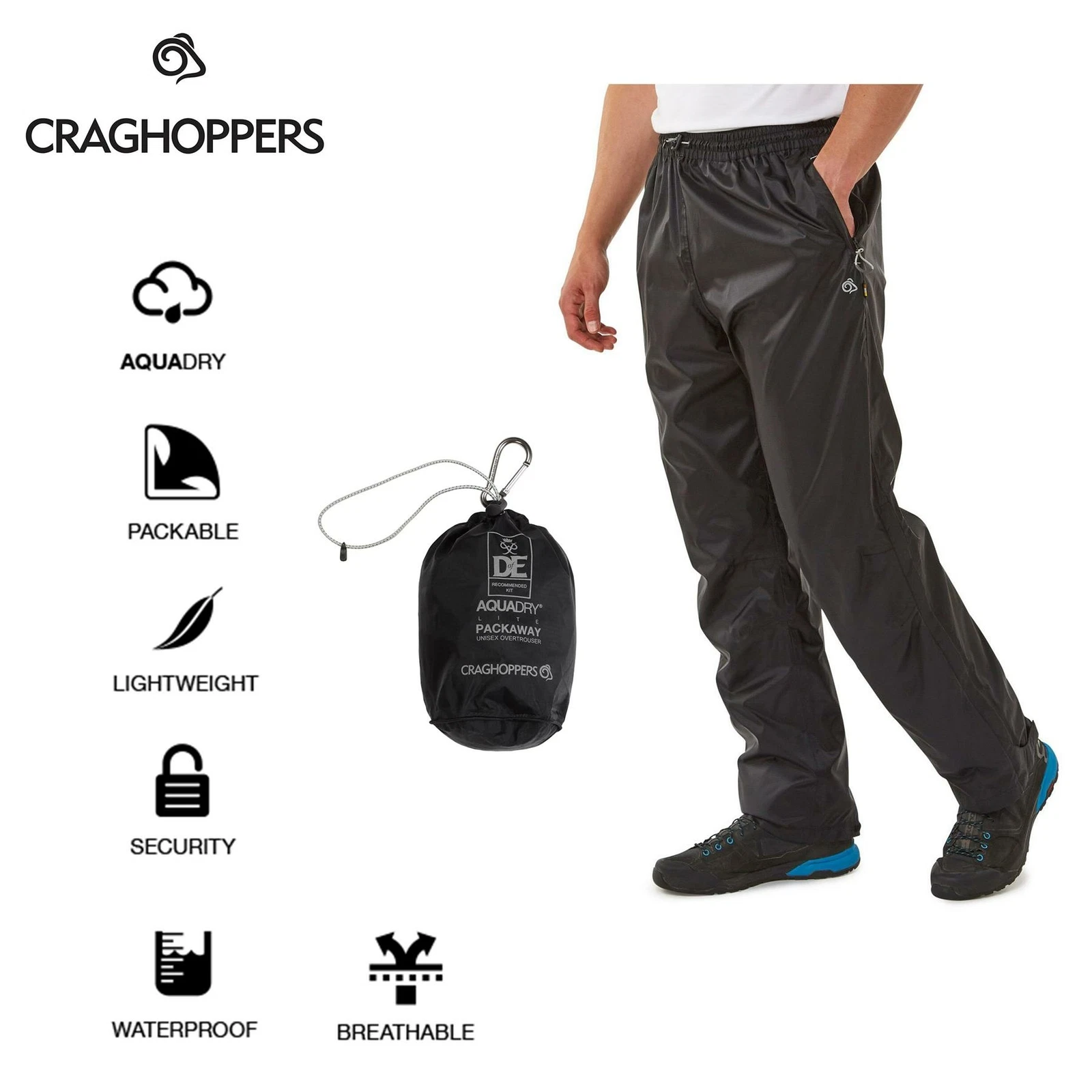 Craghoppers Unisex Ascent Waterproof Packable Over Trousers Zip Mens Womens
Opens in a new window or