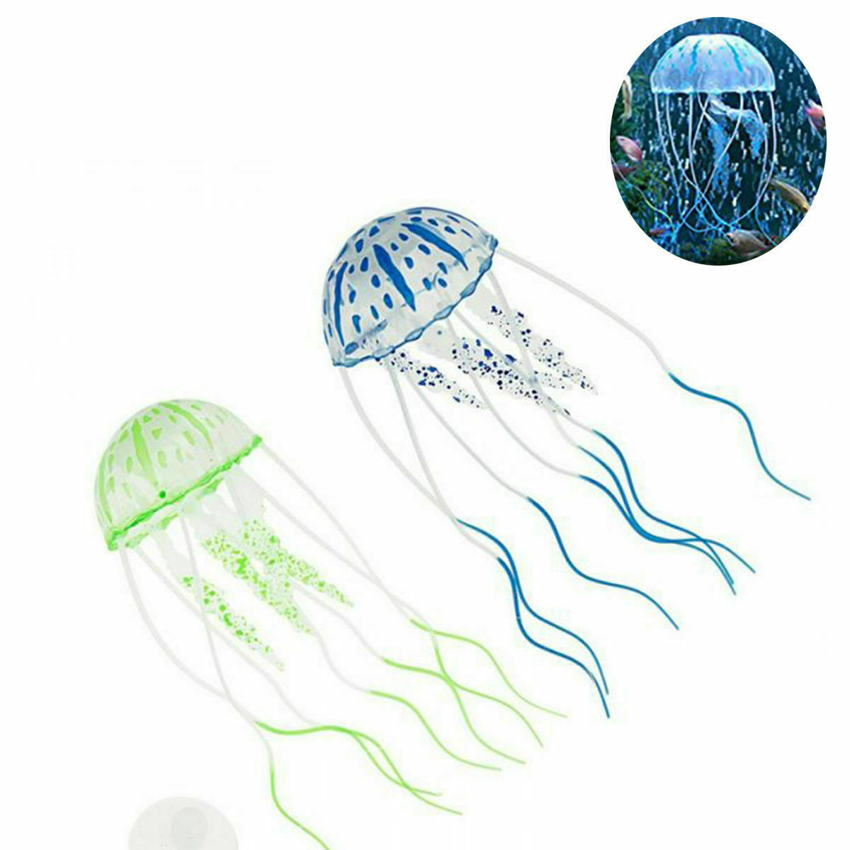 Decoración Medusa de Silicona para Acuario Dulce Y Marino Fluorescente Dfh