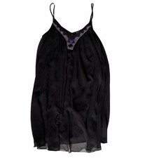 Express Womens XS Black Spaghetti Strap Sheer/Lined Short Dress Flowy Beaded