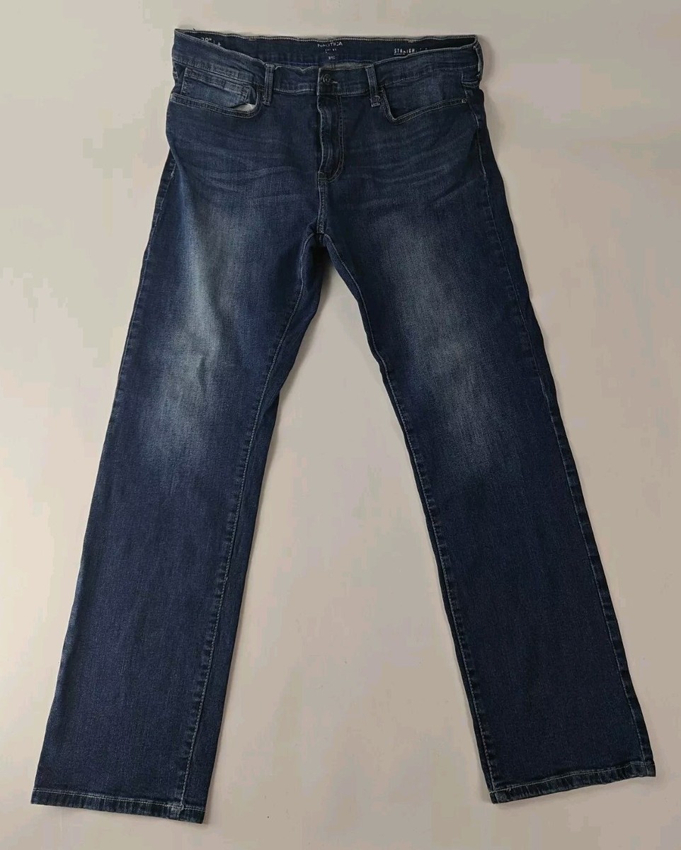 Nautica Jeans Mens Straight Fit 38x32 Dark Wash Blue Jeans