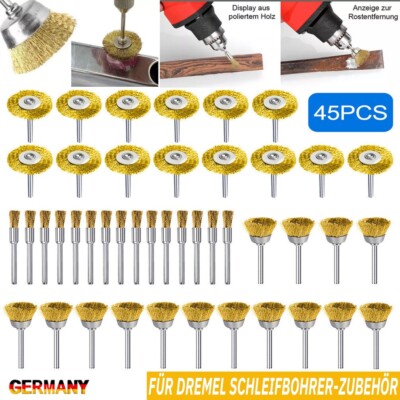 45× Messingbürste Drahtbürste für Dremel Schleif Bohrmaschine Zubehör Topfbürste