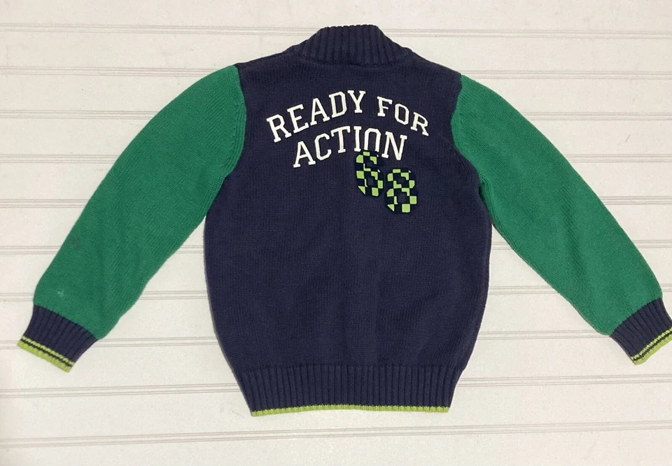 Cárdigan Suéter ESPRIT Niño Carrera Azul Verde Talla 4-5T 100% Algodón Botones Tejido Foto 2 de 4