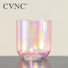 CVNC 432Hz 6"Random Tone Chakra Pink Colored Clear Crystal Singing Bowl Healing
