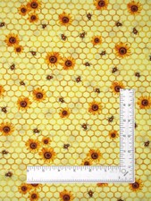 Honeycomb Sunflower Fabric By The Yard Yellow Honey Bees Cotton Hi Fashion C1437
