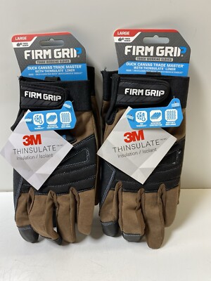 Lot Of (2) FIRM GRIP Winter Gloves Trade Master Duck Canvas Thinsulate - Large