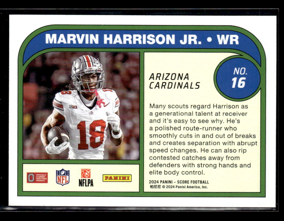2024 Score #16 Marvin Harrison Jr. Protential Rookie RC | eBay