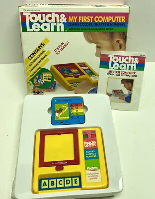 1987 PLAYTIME TOUCH & LEARN MY FIRST COMPLETE & WORKING W/50 PROBLEM CARDS & BOX