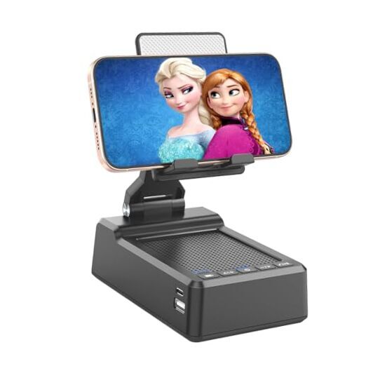 Gifts for Men, Mobile Phone Stand with Bluetooth Speaker for Him Dad Black