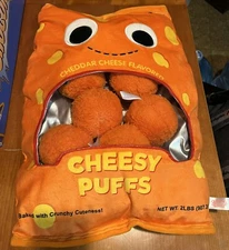 Kidrobot Yummy World Cheesy Puffs in Zipper Pillow Bag Cheese Balls 24” X 15”