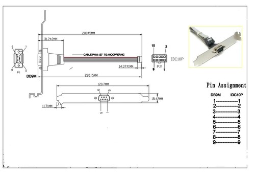 Câble connecteur DB9 RS232 COM ordinateur 9 broches port série châssis déflecteur extension - Photo 3/10