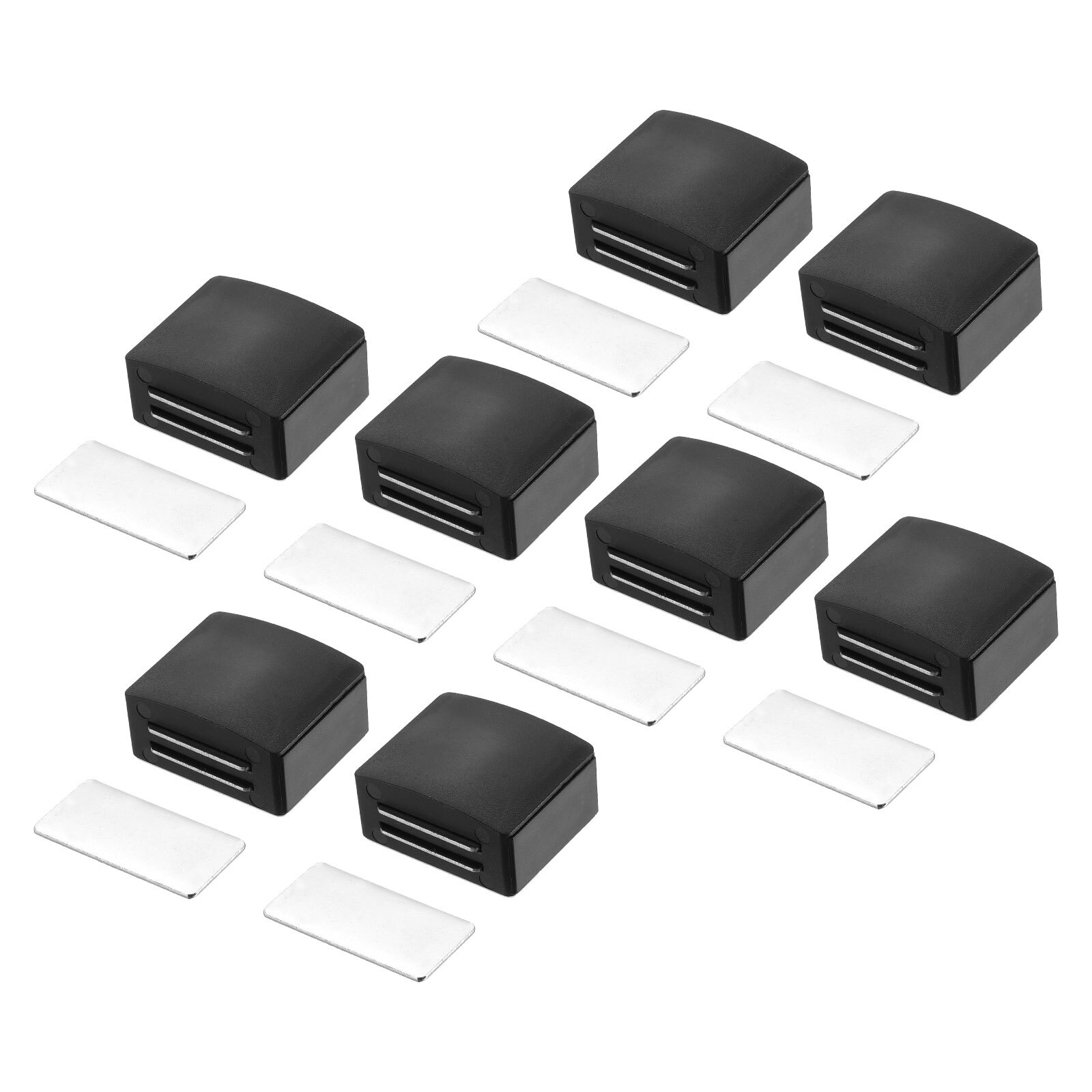 8 Set Cabinet Door Catch, Magnetic Latch Lock Adhesive for Cupboard, Black