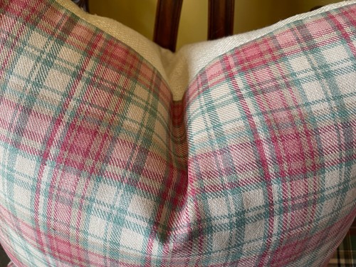 Ralph Lauren Deerfield Plaid Tea Rose Linen/Cotton Pillow Cover Pinks Greens - Picture 7 of 8