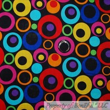 BonEful FABRIC FQ Cotton Quilt Black Rainbow Large Polka Dot Unisex Gay Pride Lg