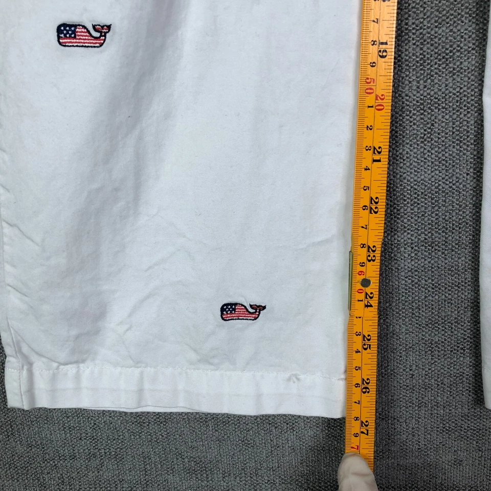 Pantalones Vineyard Vines Niños 16 28 Blanco Chino Patriótico Ballena Bordado Recto Foto 3 de 4