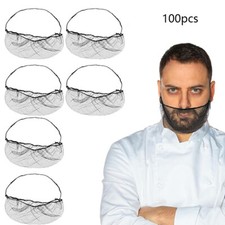 100Pcs Nylon Mesh Beard Cover Protector Elastic Beard Guards Mask Net Set Black