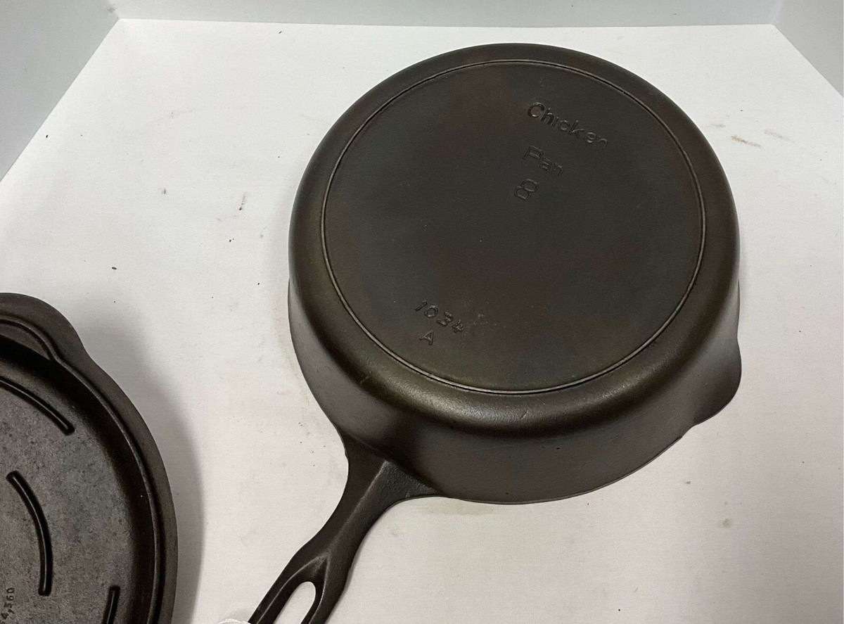 Vintage GRISWOLD Iron Mountain Cast Iron #8 Chicken Pan 1034-A