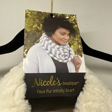 Nicole's Boutique Faux Fur Infinity Scarf color beige Double Wrap High Neck