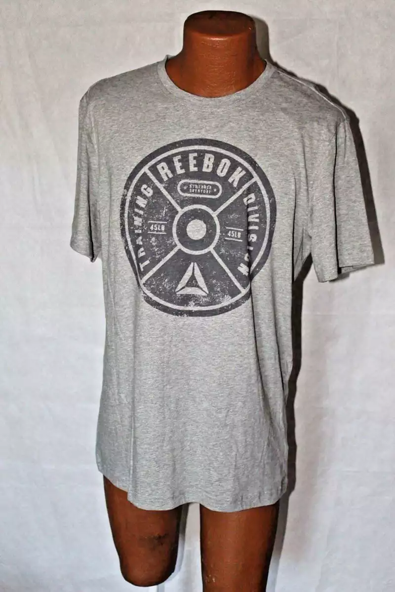 Reebok Men s Workout L Tee T Shirt Reebok NEW Bumper Plate Graphic
