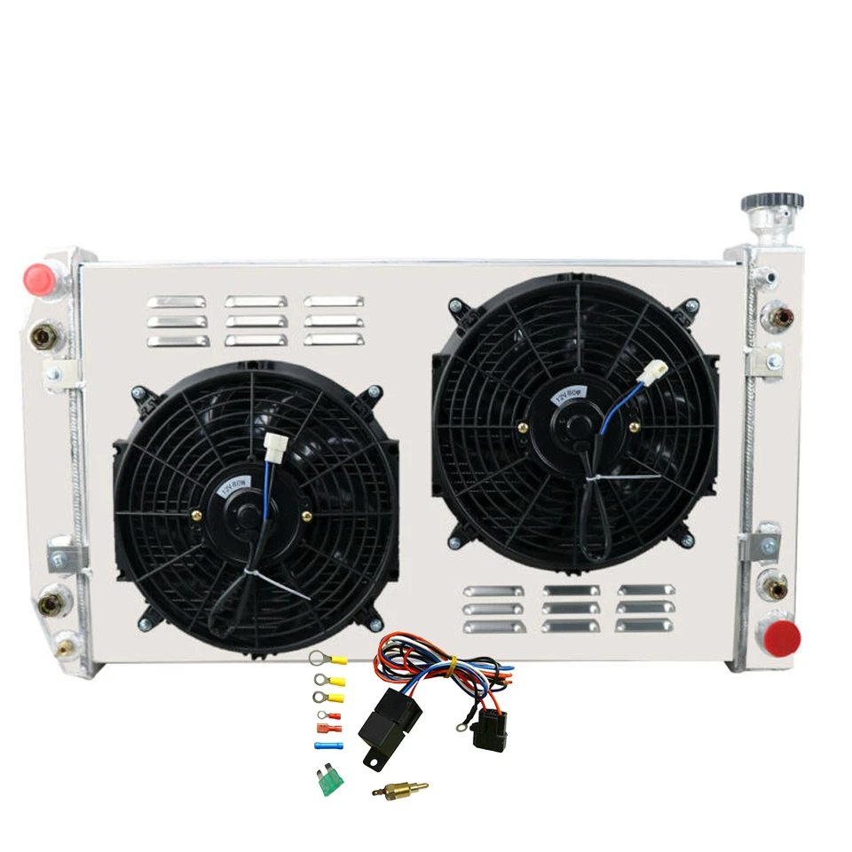 3 ROW Aluminum Radiator+Shroud Fan fit 88-98 89 90 CHEVY C/K 1500/2500 GMC 5.0L - Image 2 of 4
