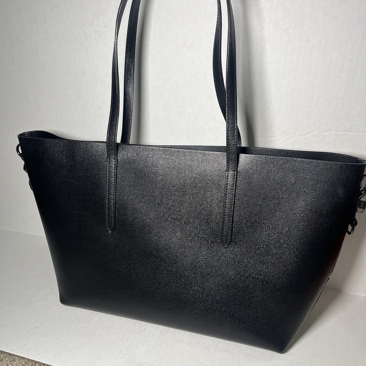 Off-White Women's Black Binder Diagonal Stripe Leather Tote