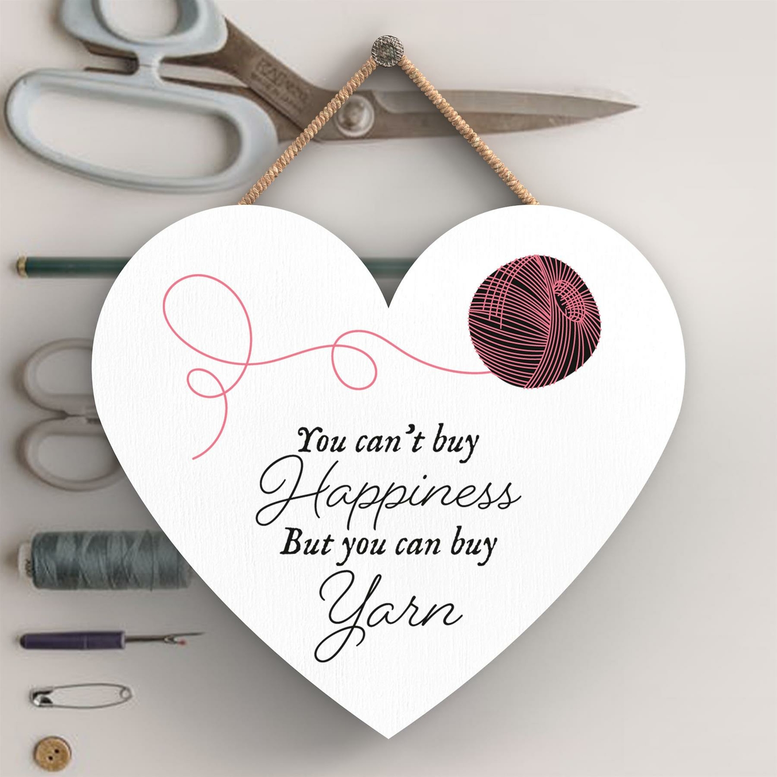 YARN SEWING ROOM THEME GIFT IDEA HANGING PLAQUE