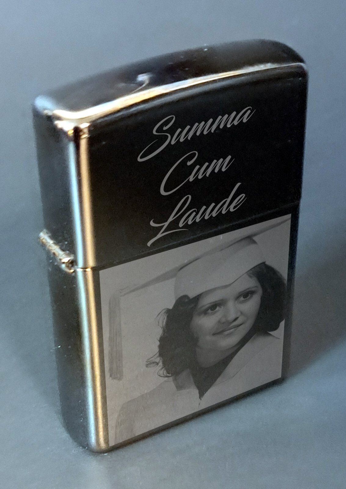 Custom Engraved Black Ice Zippo - 150 - Personalized with Ph