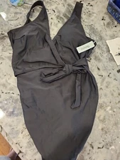 Tempotrek Womens Size L Black One Piece Swim Suit NWT Wrap-Around